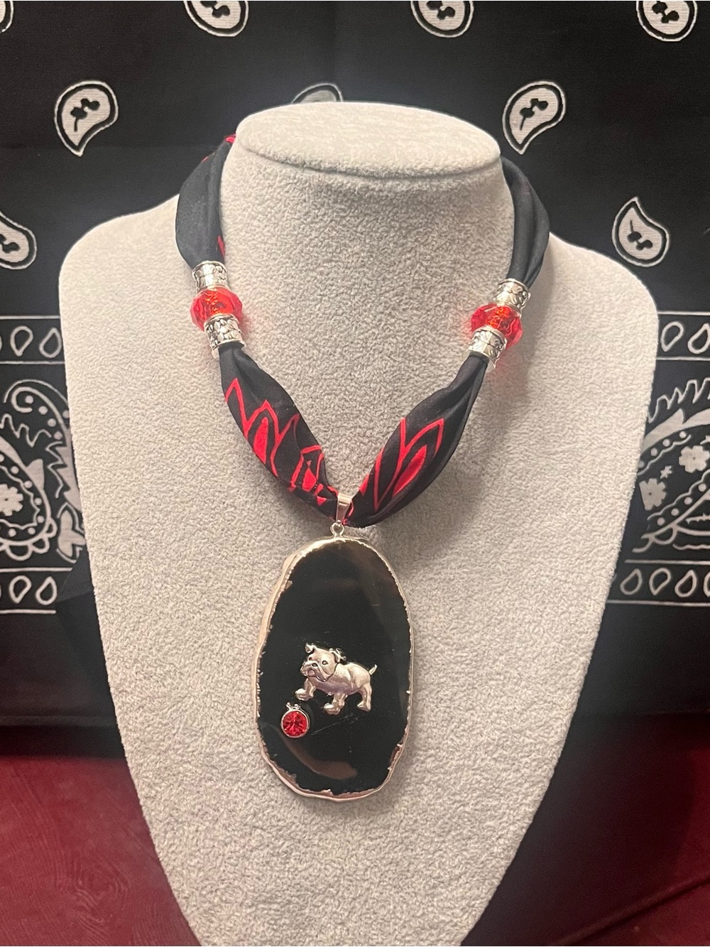 University of Georgia Bulldogs Mascot UGA! Extra Long 31” Black & Red Bandana